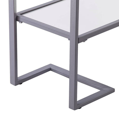 "Modern Silver Glass Console Table with Shelves - 52 Inch"