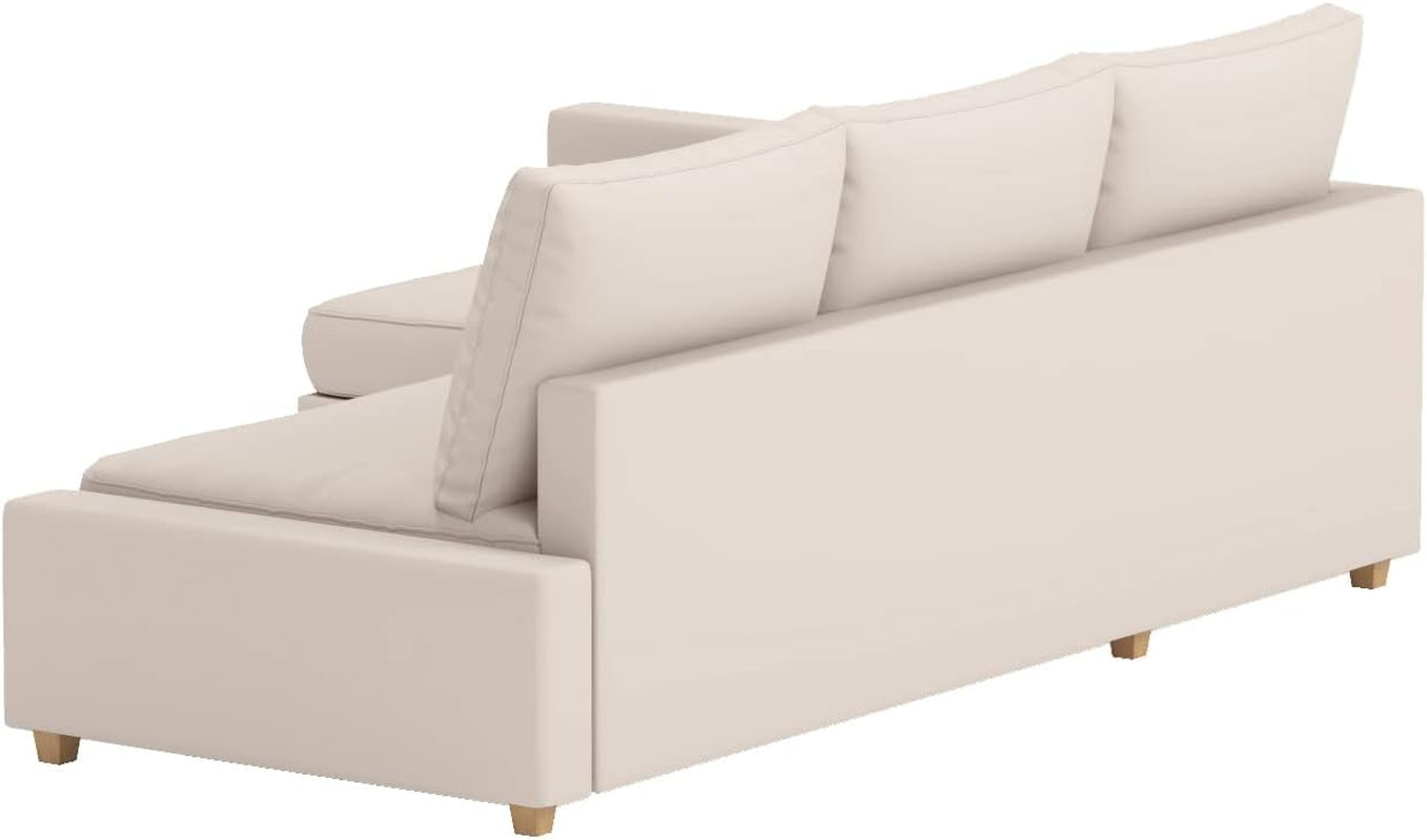 "Beige Polyester Right Longer Sofa Cover for IKEA Friheten Sleeper Sofa - Durable and Compatible Corner Cover. Sofa Cover Only!"