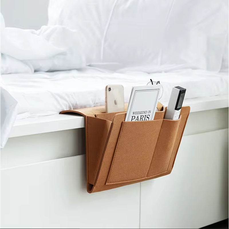 Felt Bedside Storage Organizer Anti-Slip Bedside Bag Bed Sofa Side Pouch Hanging Couch Storage Bed Holder Pockets for Sofa