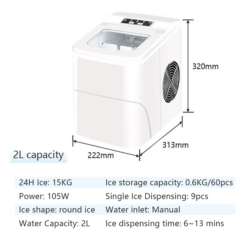 Portable Automatic Ice Maker 12Kgs/24H Household Bullet round Ice Make Machine for Family, Bar,Coffee Shop