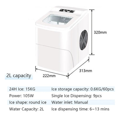 Portable Automatic Ice Maker 12Kgs/24H Household Bullet round Ice Make Machine for Family, Bar,Coffee Shop