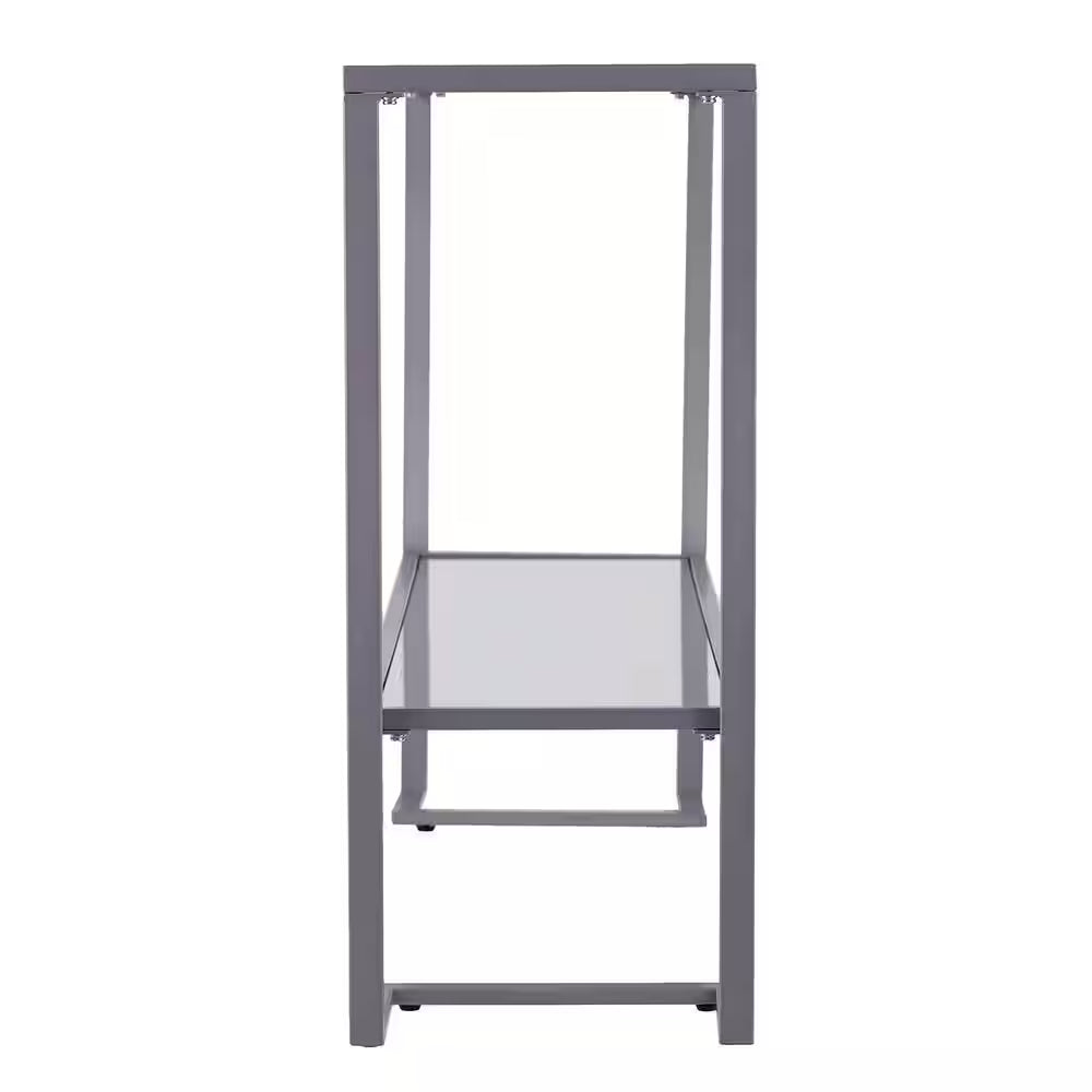 "Modern Silver Glass Console Table with Shelves - 52 Inch"