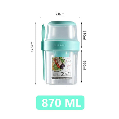 1L Portable Breakfast Cups Oatmeal Cereal Nut Yogurt Salad Cup Container Set with Fork School Lunch Box Food Storage Bento Box