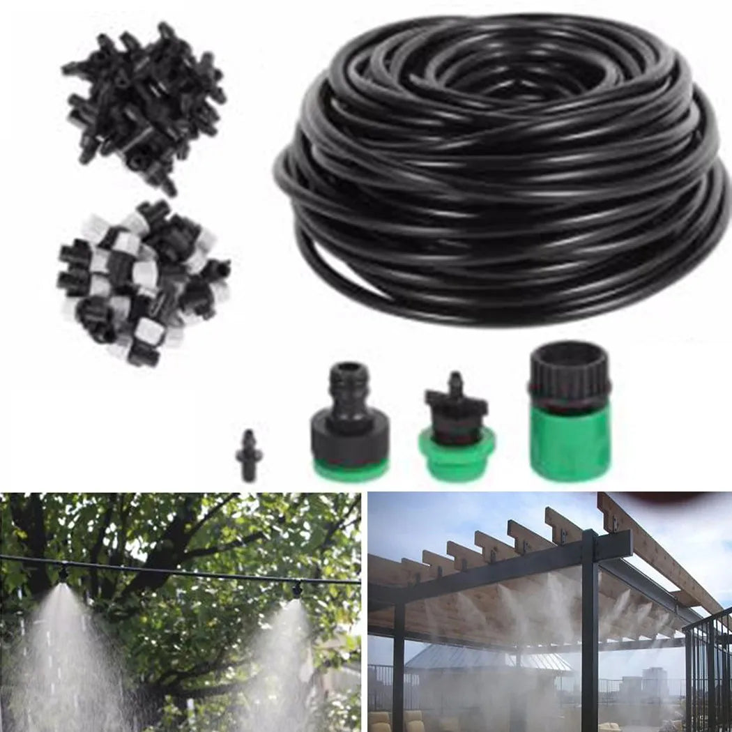 20M Hose 20 Sprinklers Nozzles Water Sprayer Misting Fog Cooling Automatic Watering Device System Garden Agricultural Sprayer