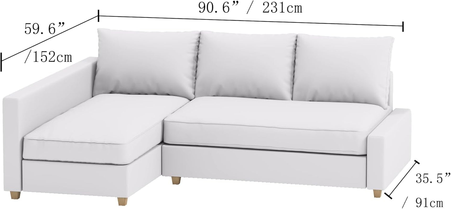 "Beige Polyester Right Longer Sofa Cover for IKEA Friheten Sleeper Sofa - Durable and Compatible Corner Cover. Sofa Cover Only!"