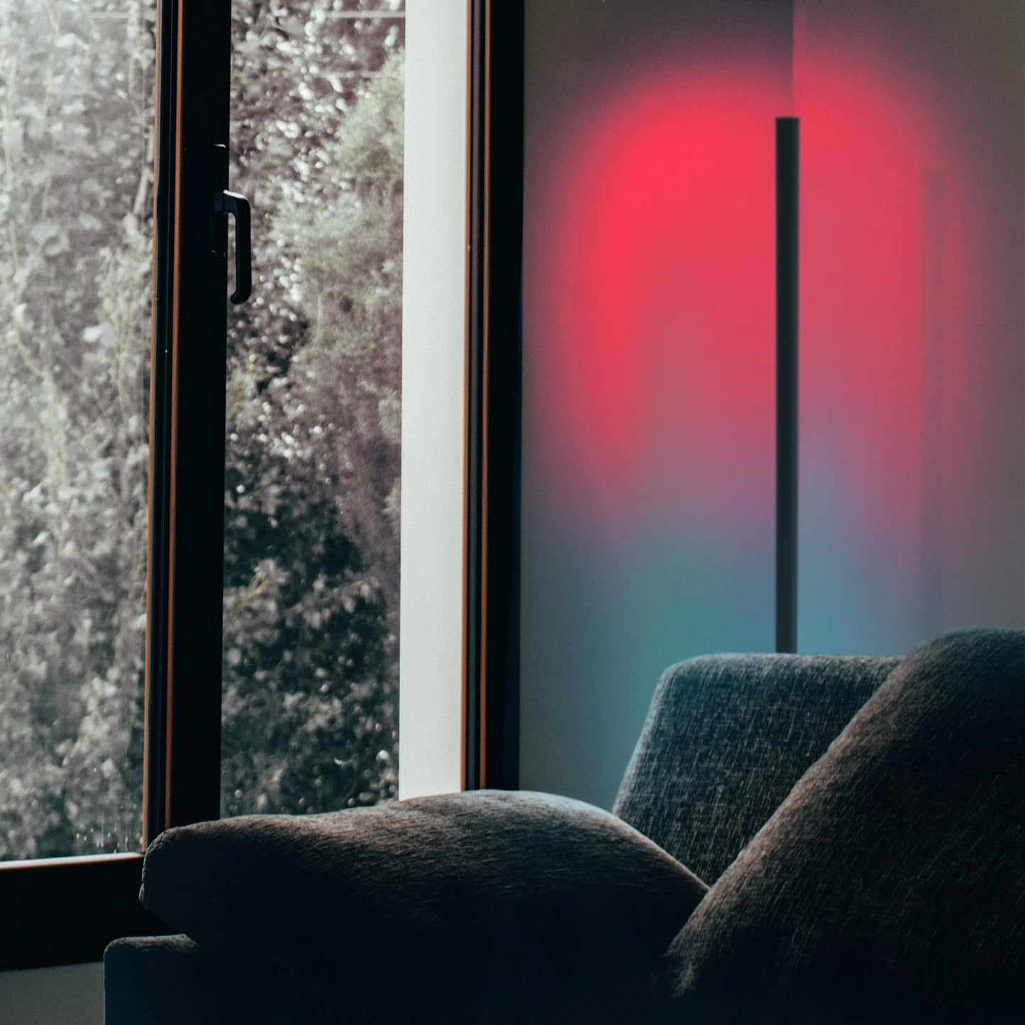 "Smart Corner Floor Lamp with RGB Color Changing and Dimmable Warm/Cool White Light"