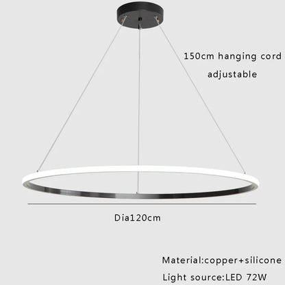 Large Modern Light Luxury Ring Hanging Lamps for Ceiling 2024 Home Decoration LED Simple All Copper Silicone Chandelier Villa