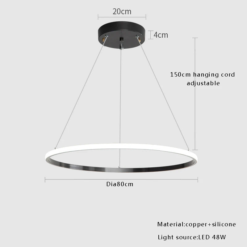 Large Modern Light Luxury Ring Hanging Lamps for Ceiling 2024 Home Decoration LED Simple All Copper Silicone Chandelier Villa