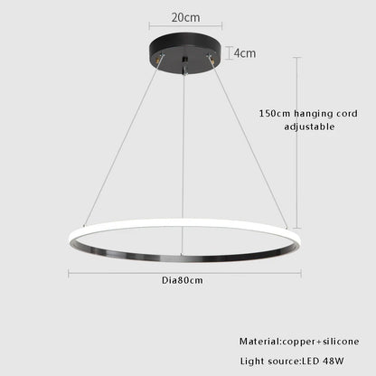 Large Modern Light Luxury Ring Hanging Lamps for Ceiling 2024 Home Decoration LED Simple All Copper Silicone Chandelier Villa