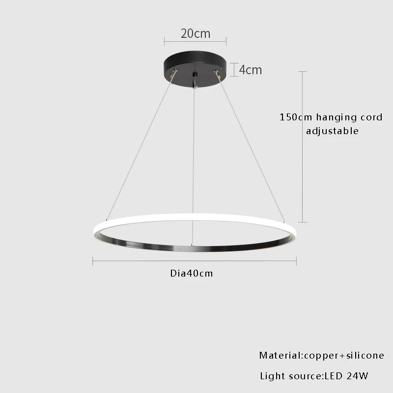 Large Modern Light Luxury Ring Hanging Lamps for Ceiling 2024 Home Decoration LED Simple All Copper Silicone Chandelier Villa