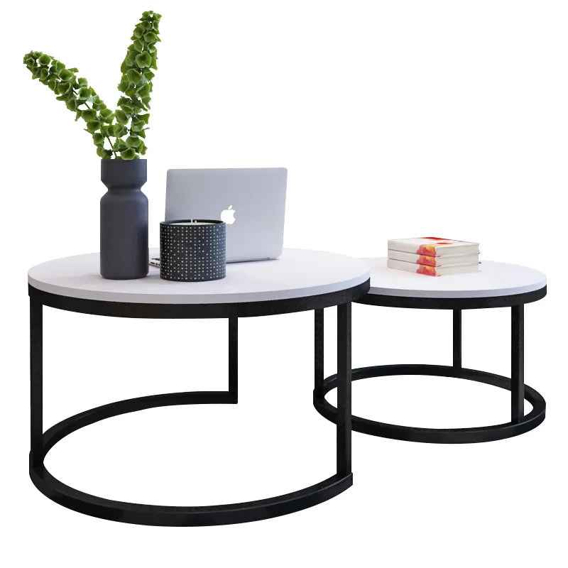 Nordic-Style Steel and Wood Tea Table Creative Small Apartment Simple Modern Living Room Sofaside Several round Simple Tea Table