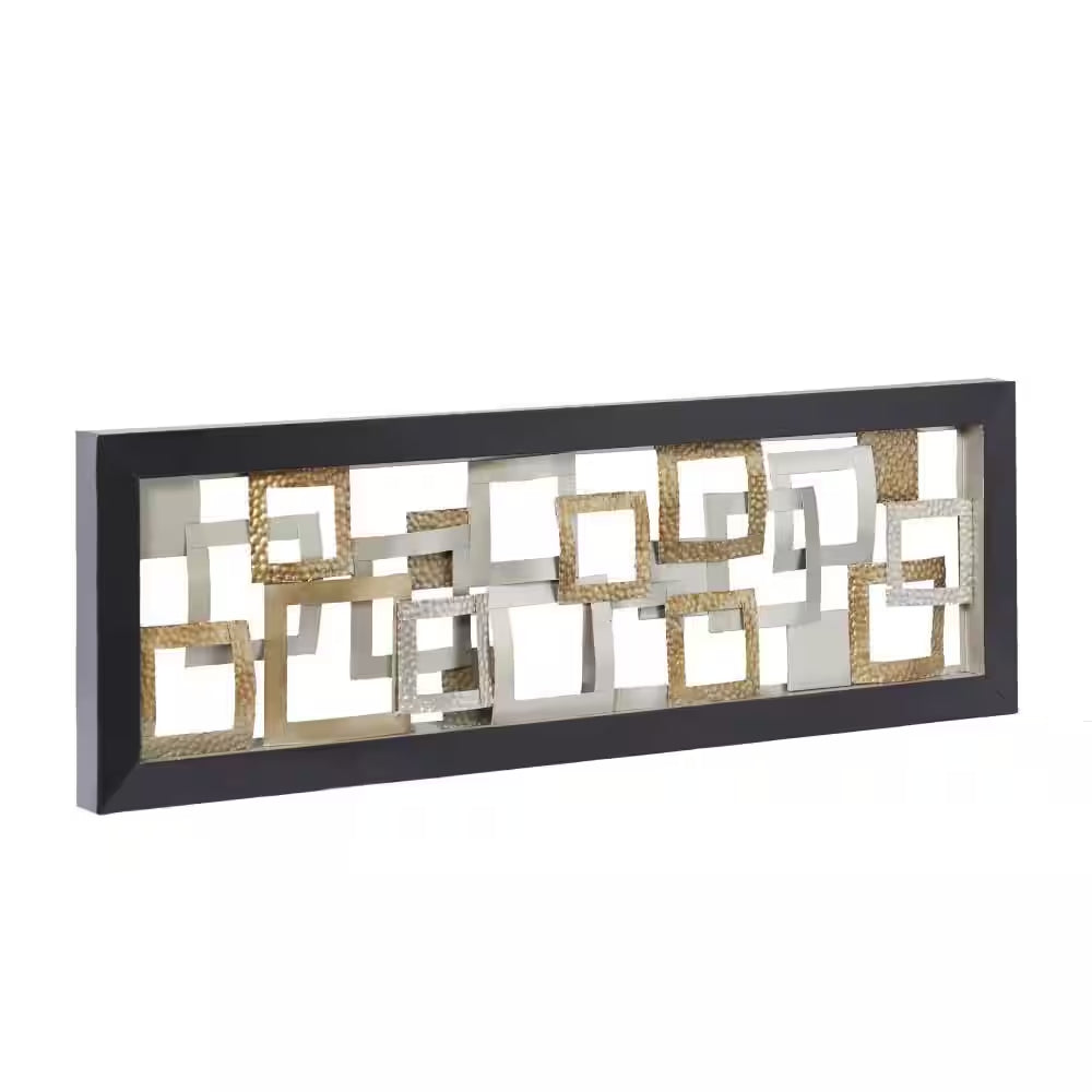 "Golden Square Ribbon Geometric Wall Art - Large 16" x 48""