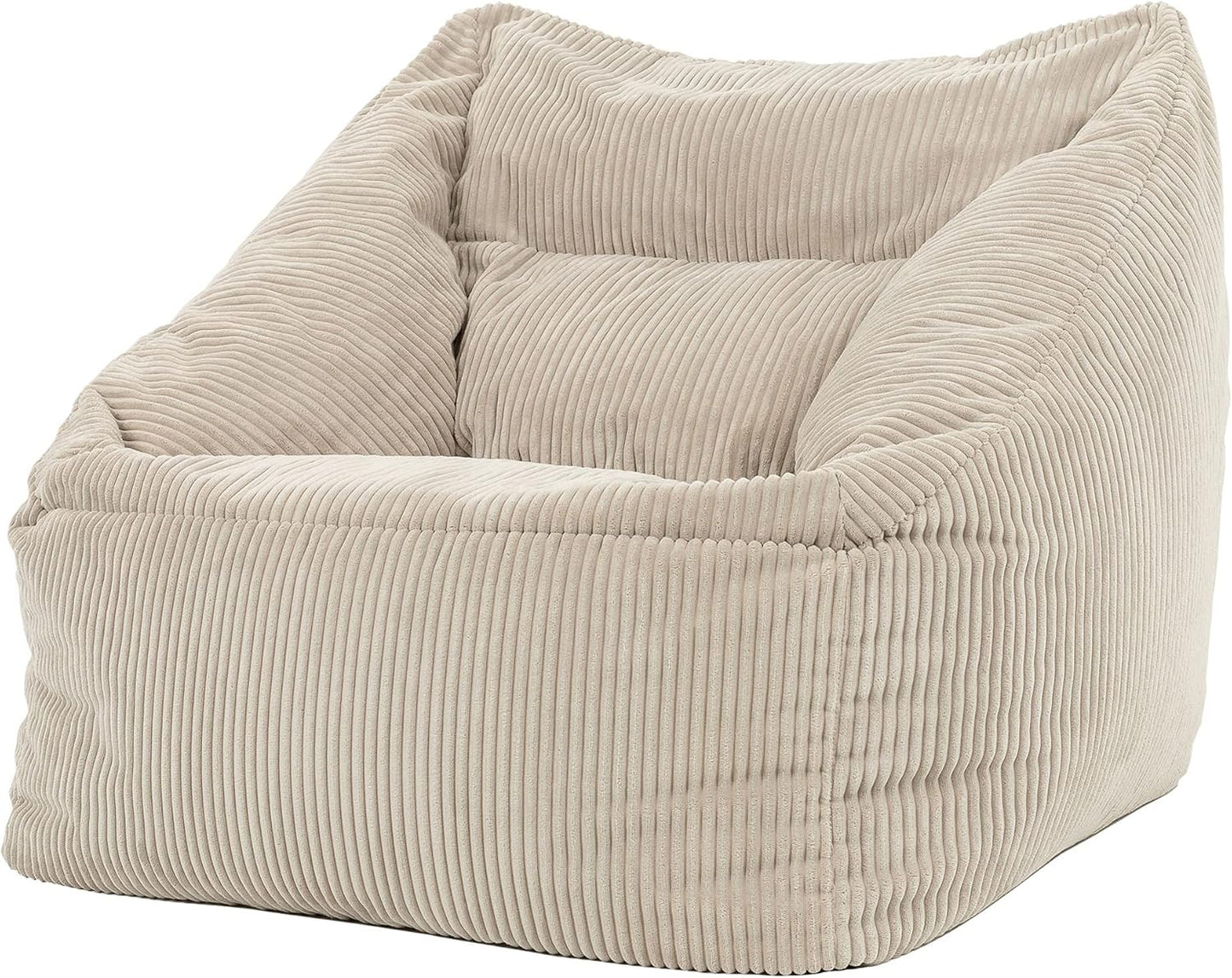 Flauschiger XXL Cord Sitzsack-Sessel "Morgan" in Beige - Perfekt für das Wohnzimmer!