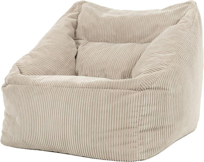 Flauschiger XXL Cord Sitzsack-Sessel "Morgan" in Beige - Perfekt für das Wohnzimmer!