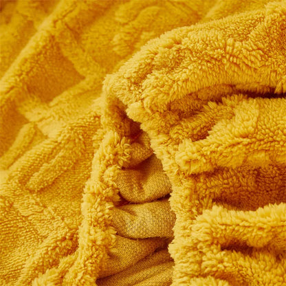 Luxurious Yellow Taff Velvet Fleece Bed Linen for Single or Double Bed - Winter Warmth and Comfort