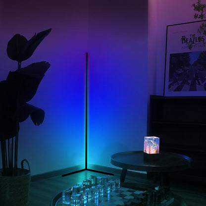 "Smart Corner Floor Lamp with RGB Color Changing and Dimmable Warm/Cool White Light"