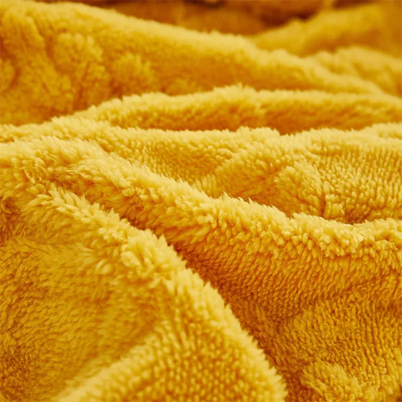 Luxurious Yellow Taff Velvet Fleece Bed Linen for Single or Double Bed - Winter Warmth and Comfort