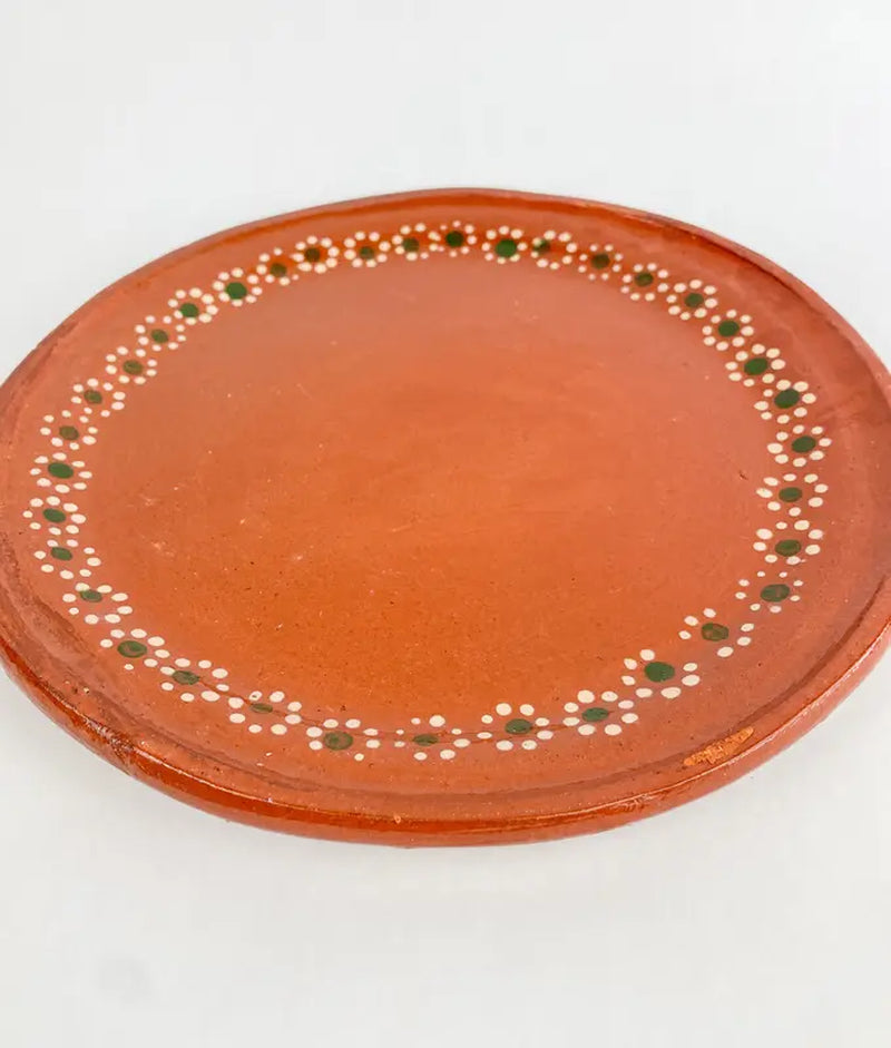 Mexican Clay Plates Set of 4 round Mexican Clay Dinner Plates Mexican Plates Plato Redondo Trinche Lead Free Traditional Mexican Plates