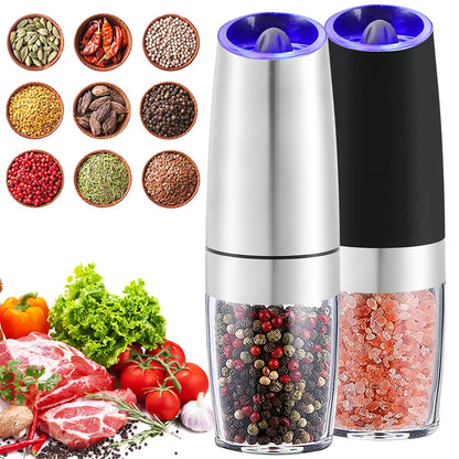 Electric Pepper Grinder Stainless Steel Automatic Gravity Shaker Salt Pepper Grinder Spice Mills Grinding Tools Kitchen Gadgets