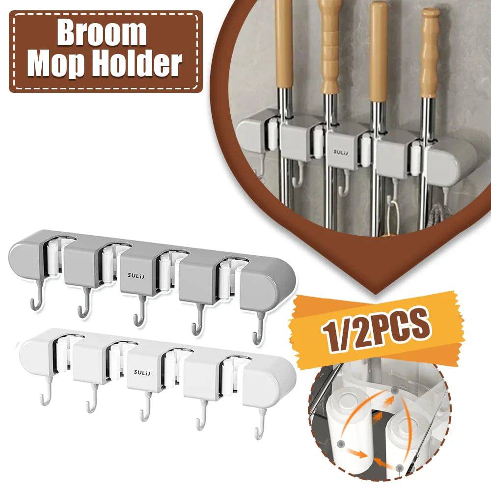 ```Wall-Mounted Broom Mop Holder for Kitchen and Bathroom Organization``` -> ```Wall-Mounted Broom and Mop Holder for Kitchen and Bathroom Organization```